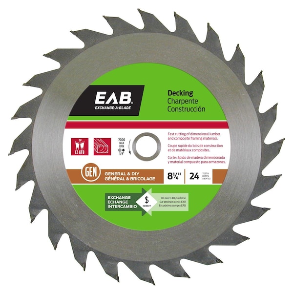 Inserciones 8.25 in. x 24 Teeth Framing Decking Saw Blade - Recyclable Exchangeable IN3356137 - main